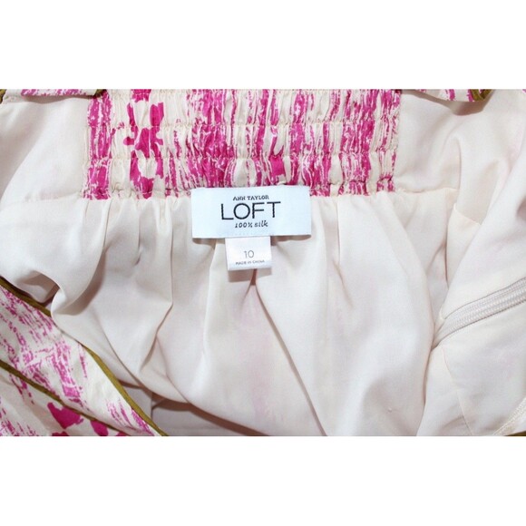 LOFT 100% Silk Boho Maxi Dress Floral Empire Waist Resort Summer Size 10 - Picture 11 of 12